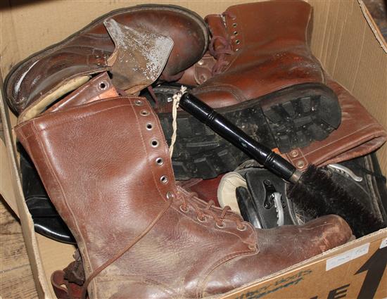 Old leather boots etc